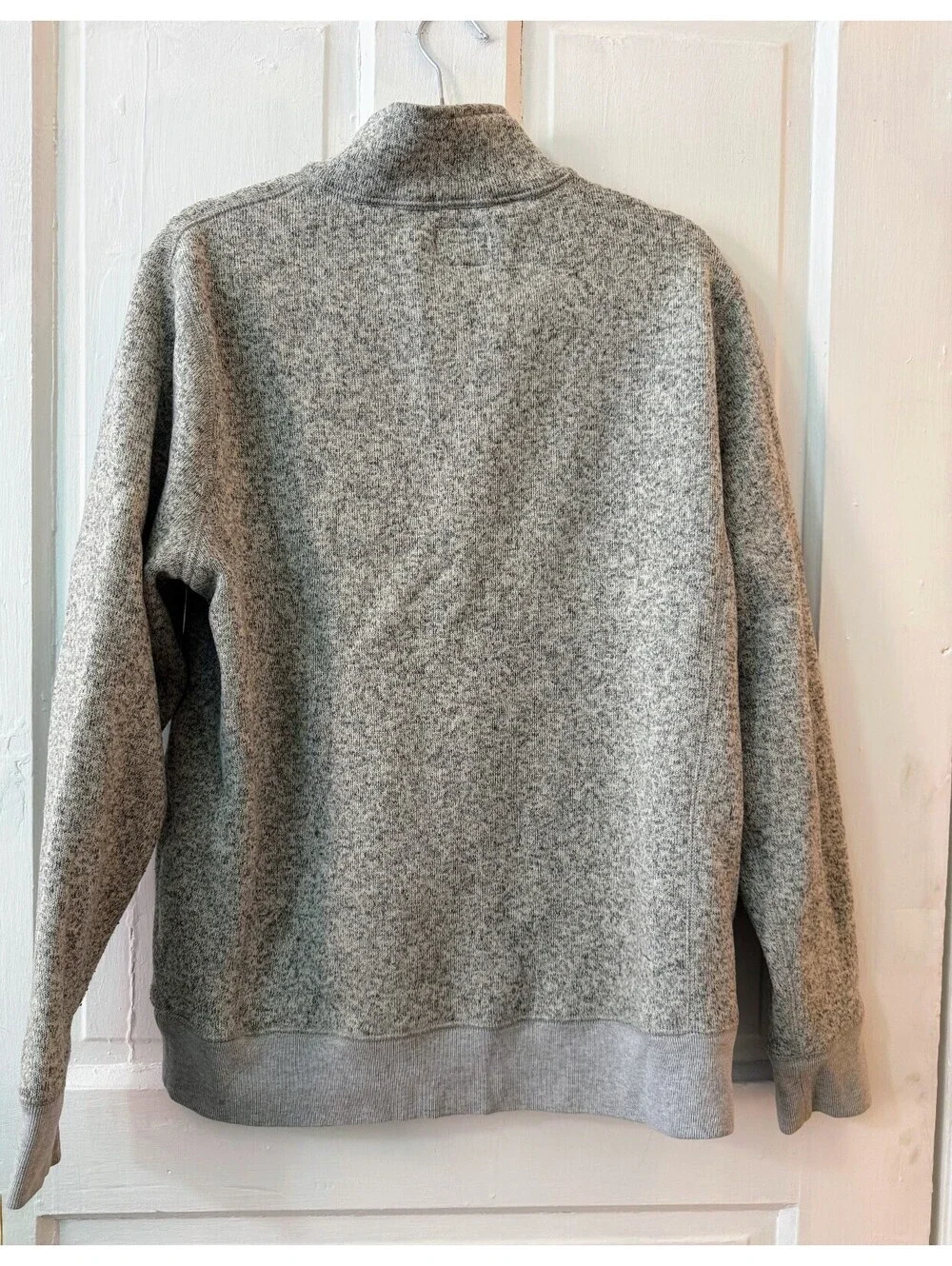 J.Crew Sweater Fleece Quarter Zip Pullover Mens Large Heather Gray Marbled