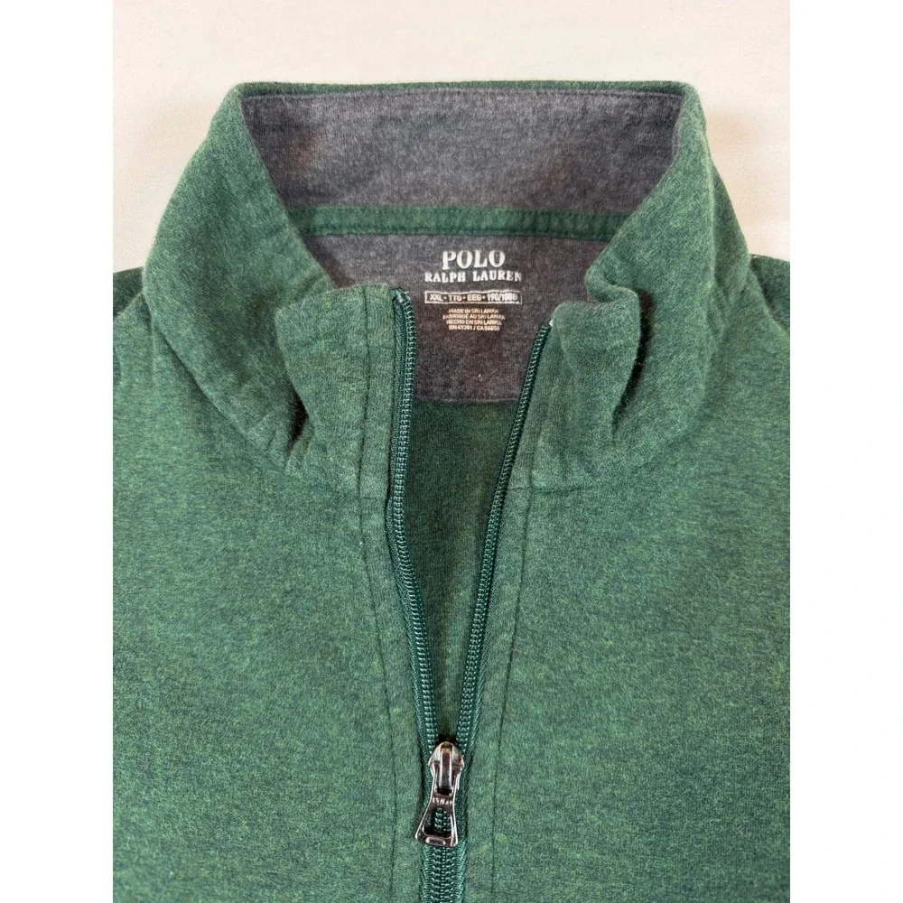 Polo Ralph Lauren Mens XXL‎ Green Quarter Zip Pullover Sweatshirt Pony Logo