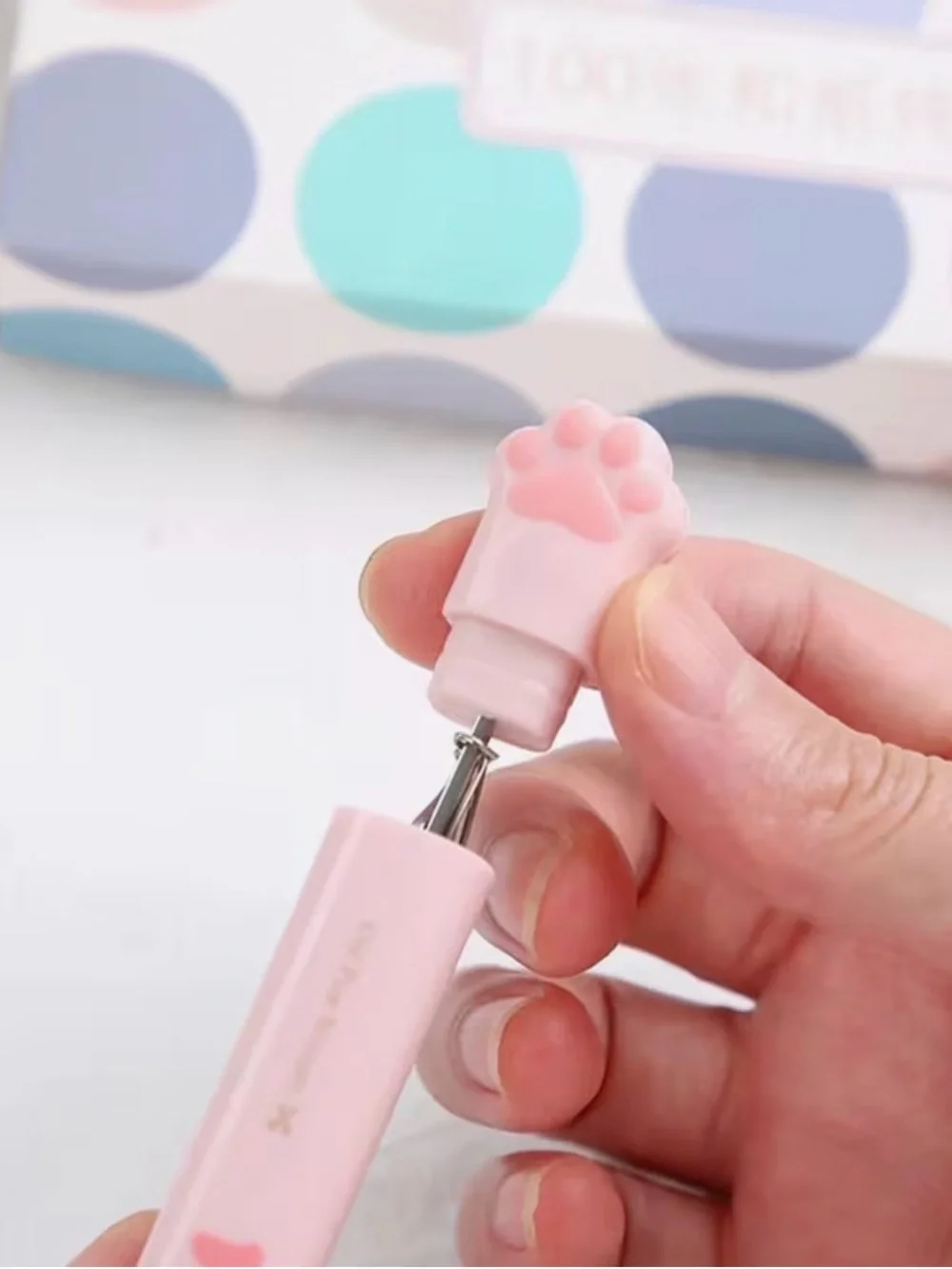 Kawaii Cat Paw Pink Folding Pocket Scissors