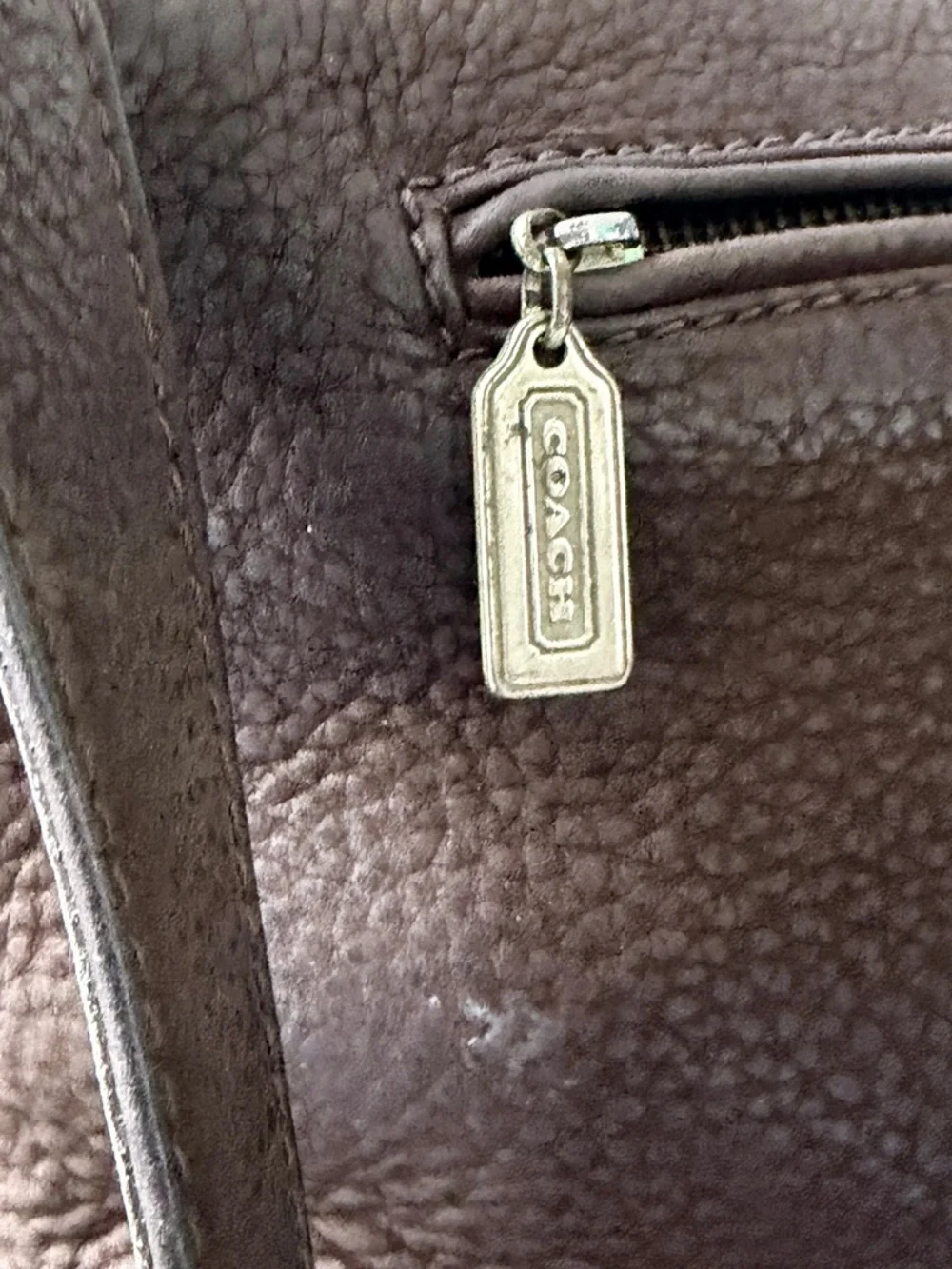 Vintage Coach Made in Italy Tumbled Leather & Suede Flap Bag