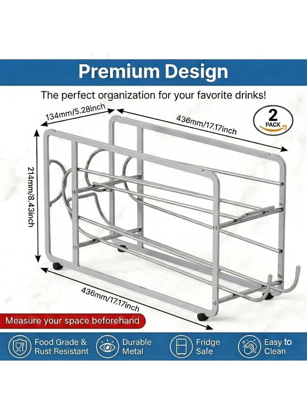 Chrome Can Dispenser Rack. Holds 12 cans