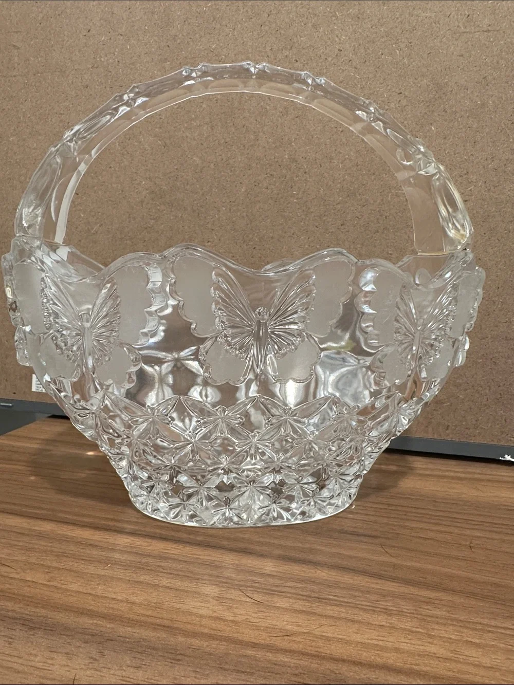 Clear Glass Butterfly Basket - Decorative Home Accent