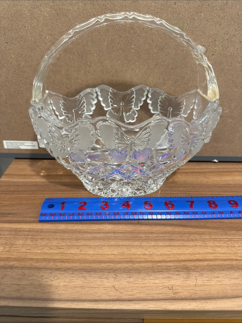 Clear Glass Butterfly Basket - Decorative Home Accent