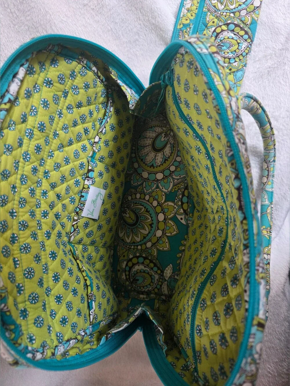 Vera Bradley Blue Paisley Tote Bag & Matching Zip Card Wallet Set EUC