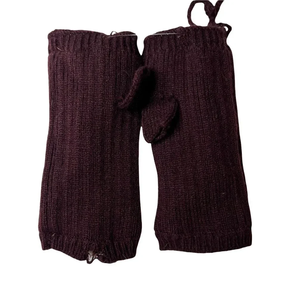 Hat Attack Burgundy‎ Knit Fur Lined Handwarmers New