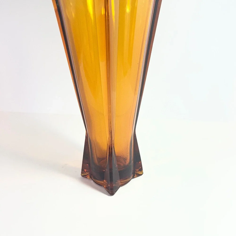 Vintage MCM 1960s Anchor Hocking Rocket Vase Atomic Amber Glass 9