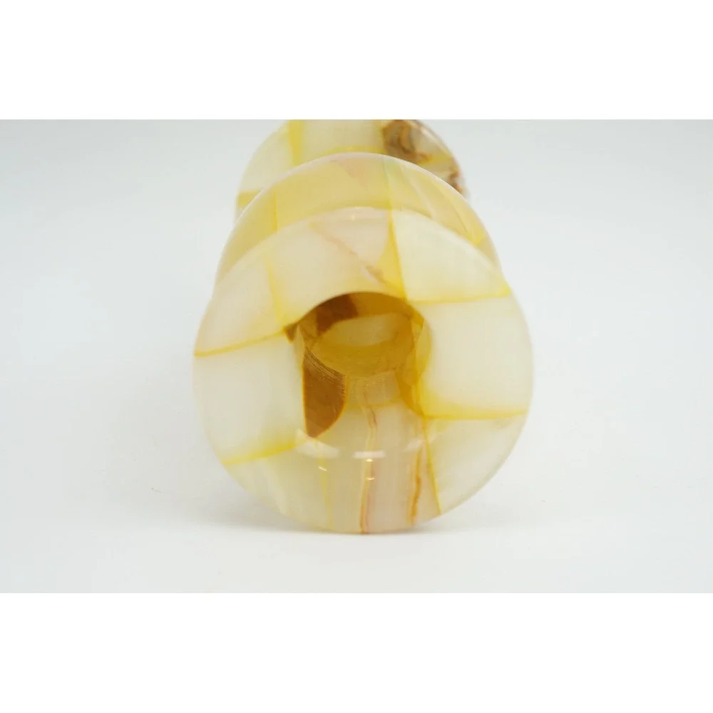 Unbranded Green Onyx Stone Bud Vase Pakistan Yellow Tan Marble Swirl EUC 5.5