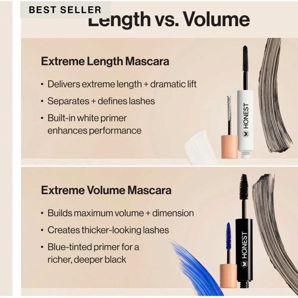 🆕 Honest Extreme Length Mascara + Lash Primer in Black