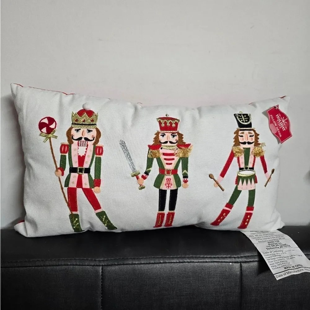 Red & White Nutcracker Decorative Christmas Pillow, 19