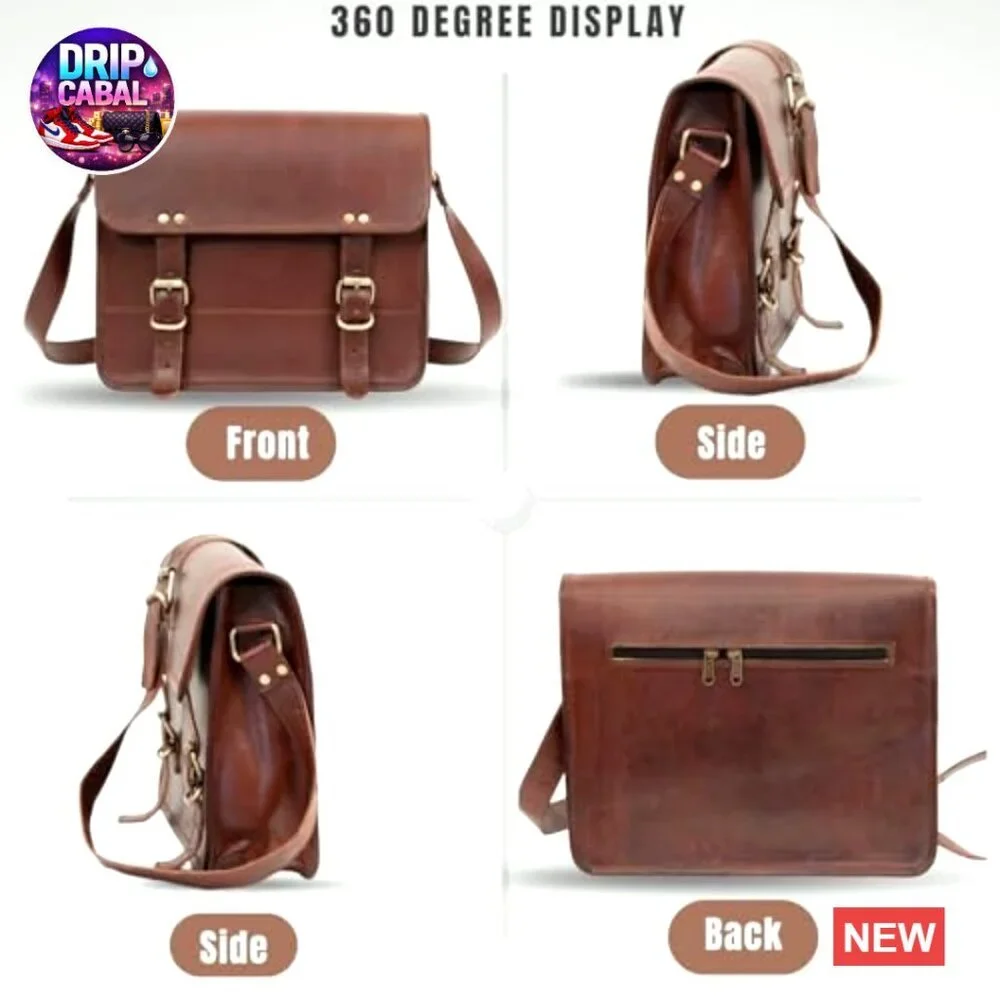 Genuine Leather Messenger Bag Vintage Satchel Crossbody Unisex