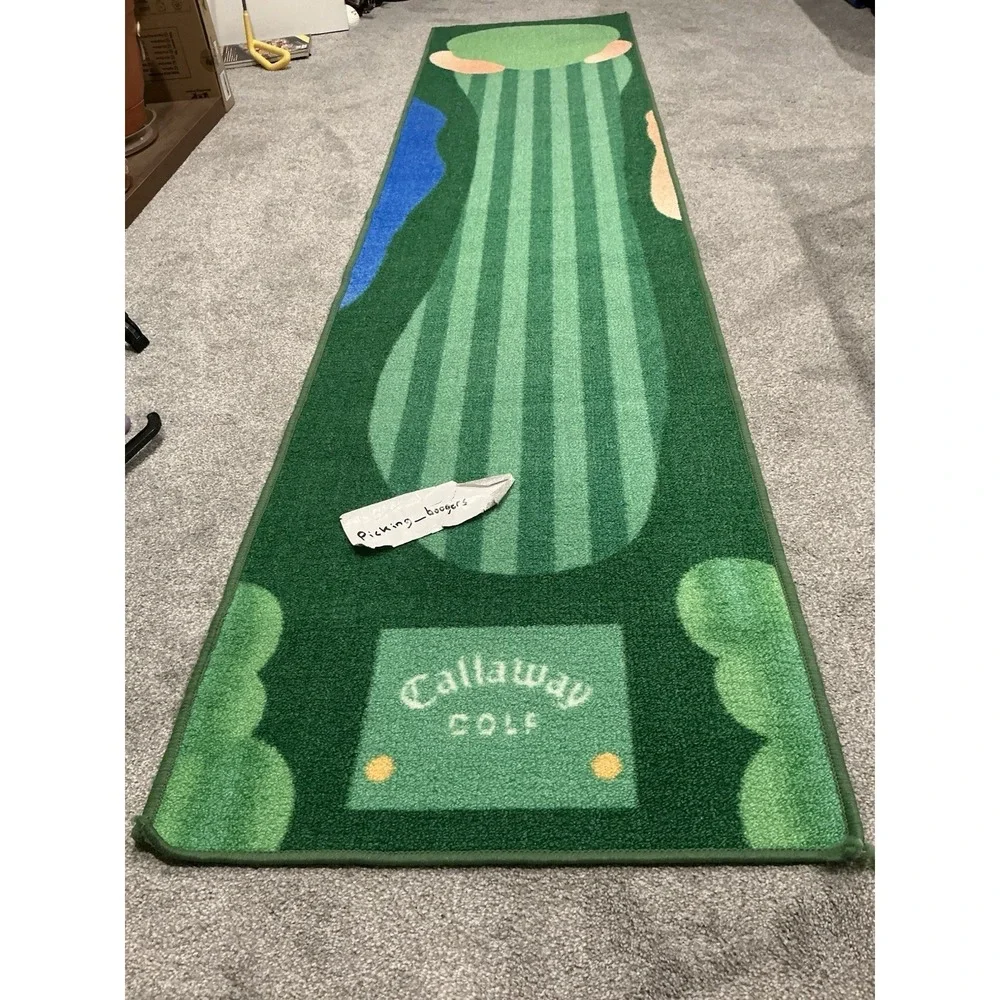 Callaway Golf branded putting mat, detailed fairway design with a putting green