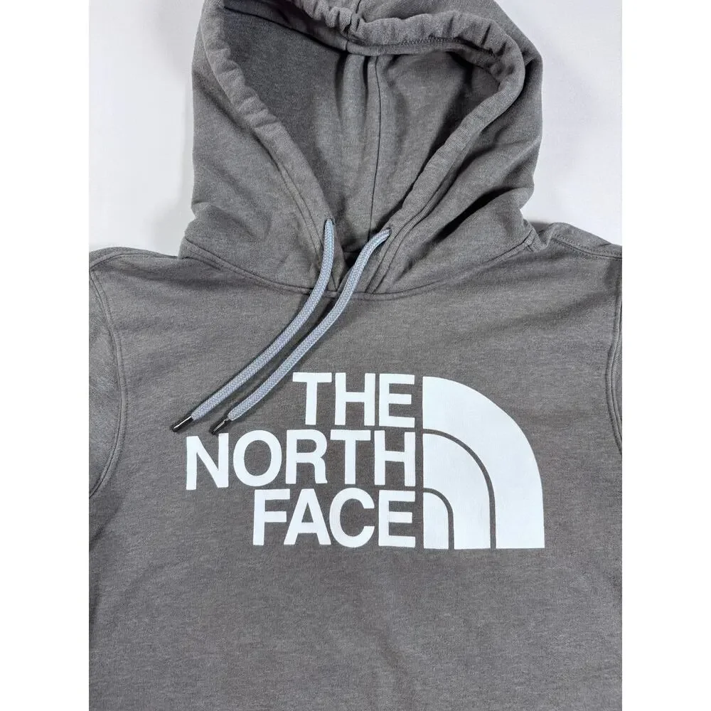 The North Face Mens Gray Logo Hoodie Fleece Pullover Streetwear Y2K Small