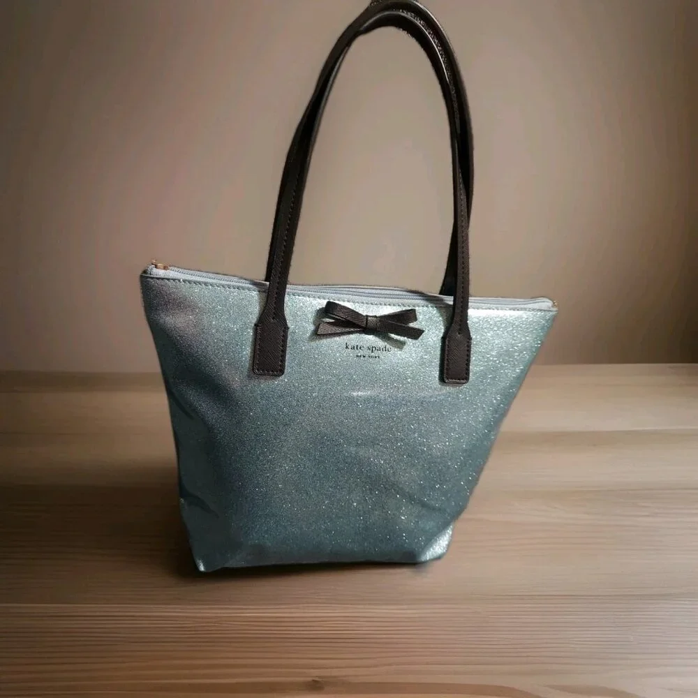 Kate Spade New York Purse Ice Blue Sparkle Glitter-Hand Bag Or Shoulder‎ Bag