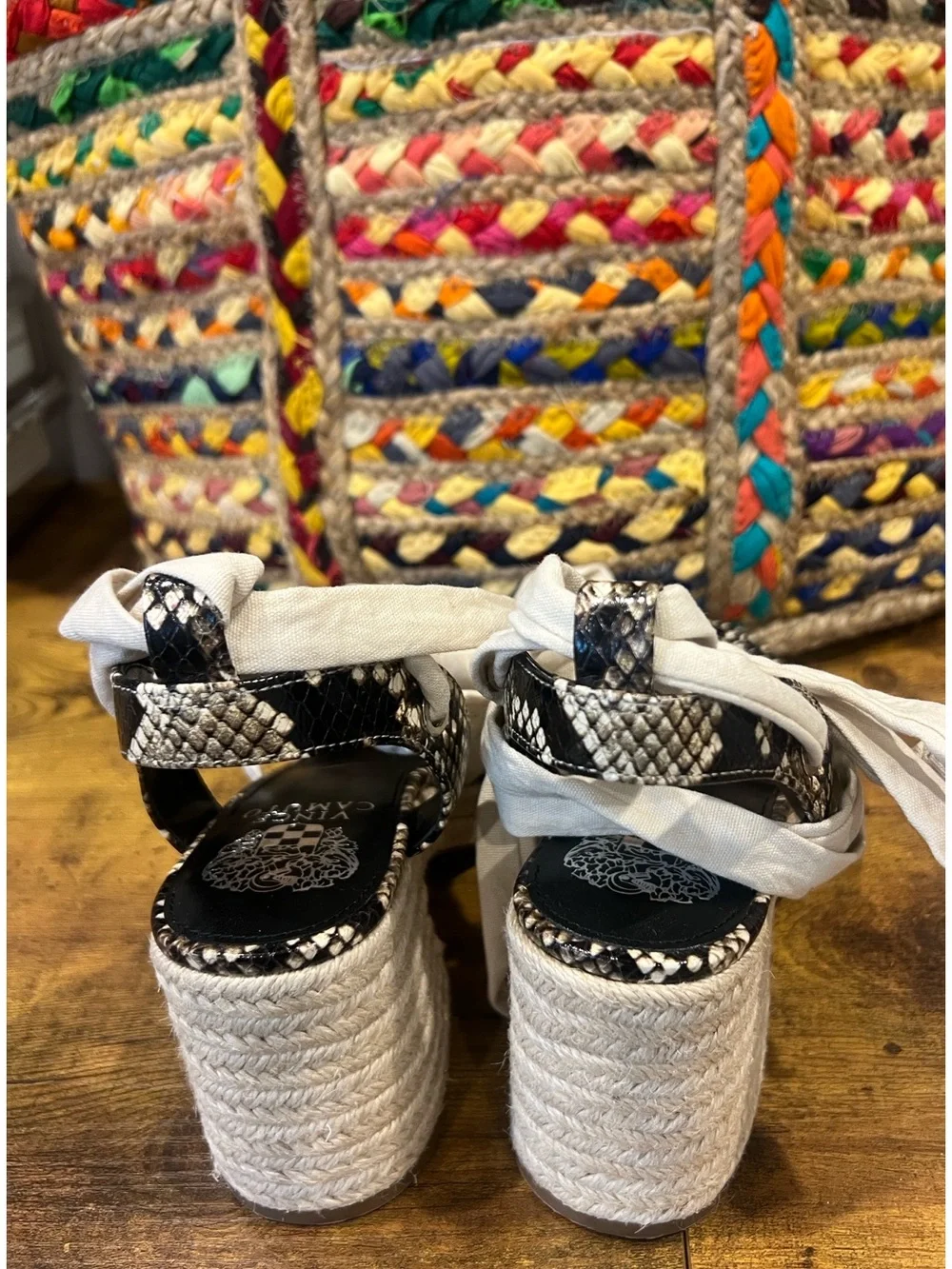 Vince Camuto straps espadrille carefully