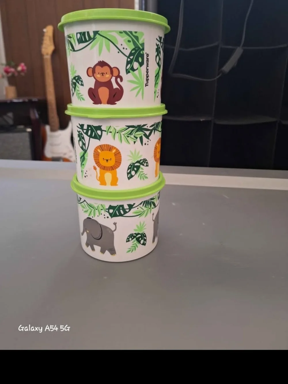 Tupperware Jungle Animal Stackable Containers - Green Lids