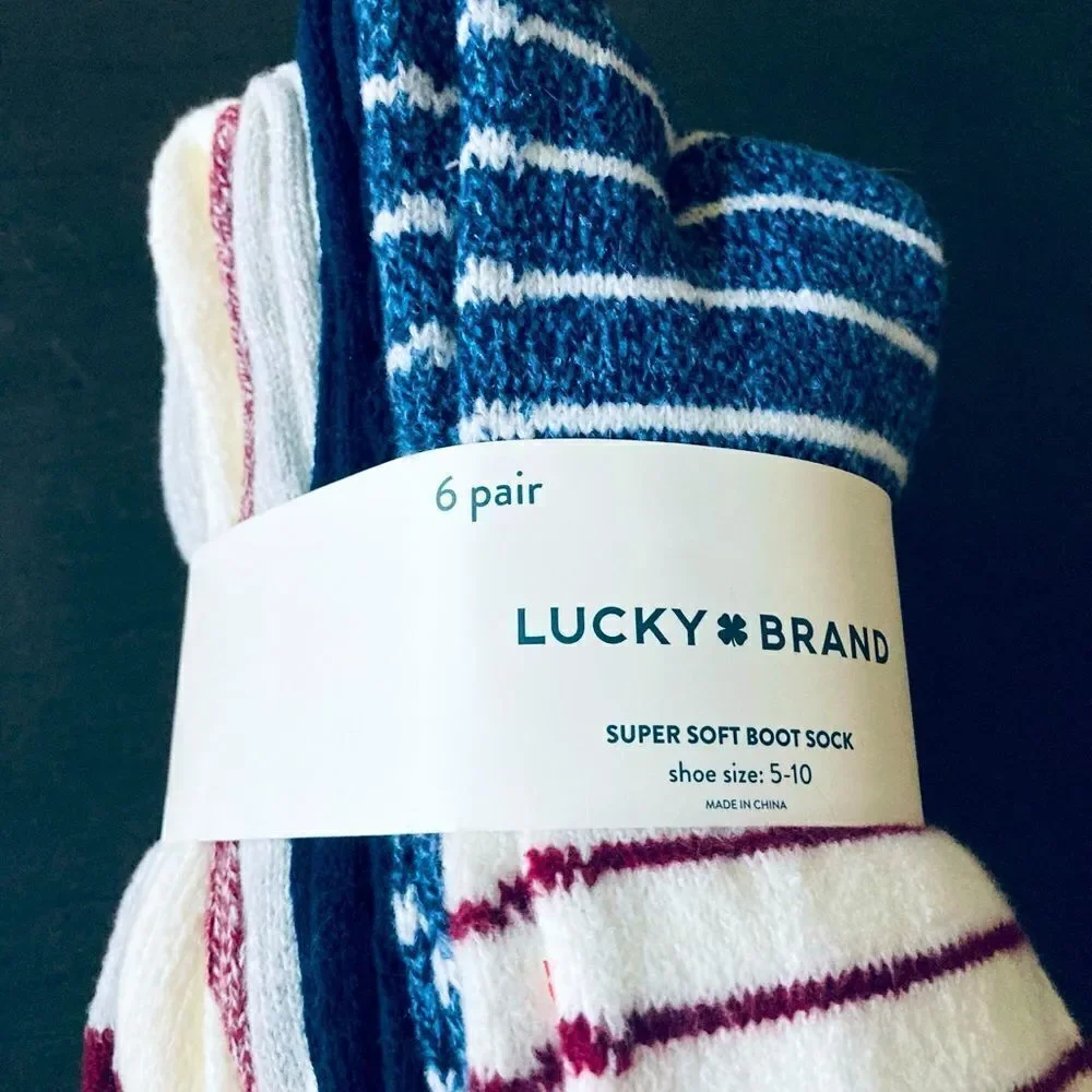 NWT Lucky Brand 6-pk Super Soft Boot Socks