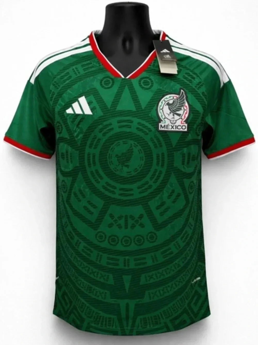adidas Green Mexico Soccer Jersey with White and Red Accents