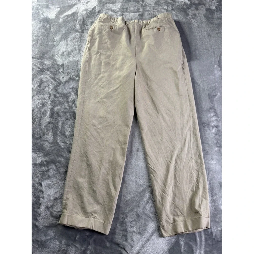 Ermenegildo Zegna Men's Pants Size 38 Tan Button-through Rear Pockets Wool