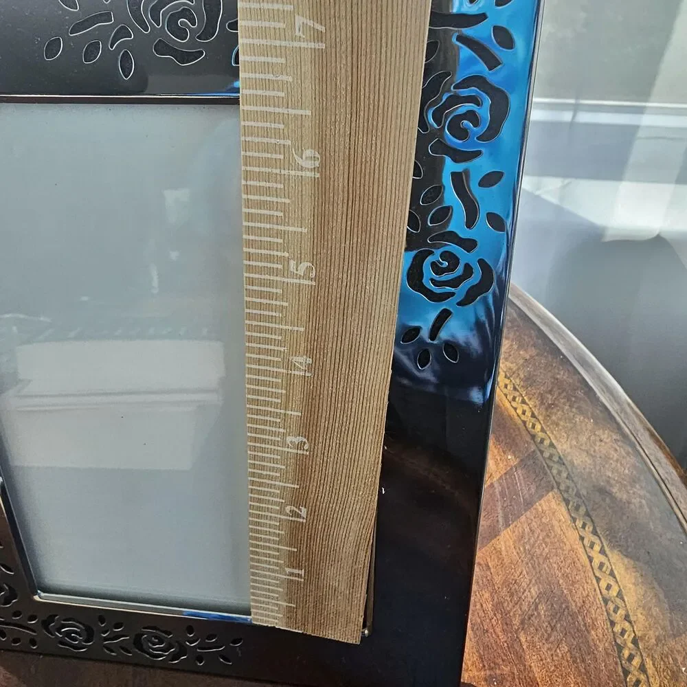 Vintage 1997 Dark Academia Chrome Floral Picture Frame | 5x7
