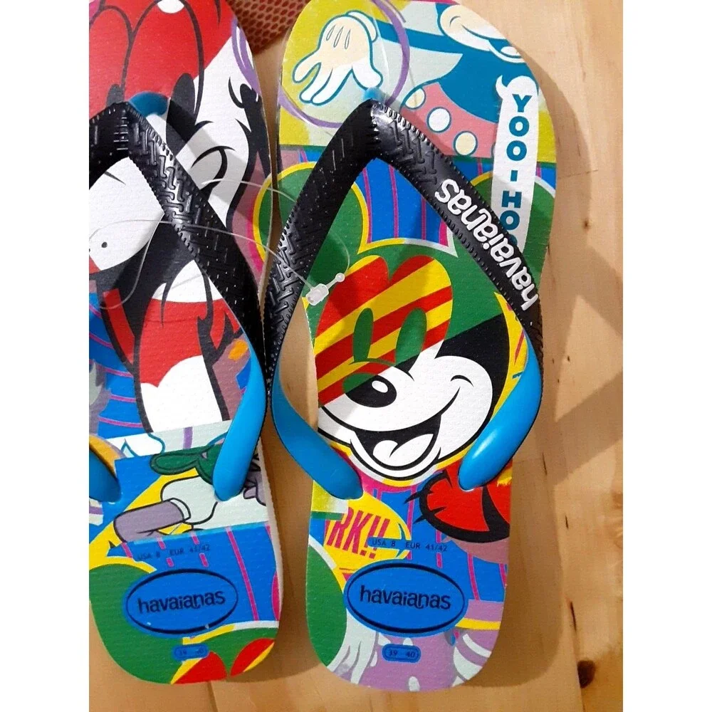 Disney Parks Havaianas Colorful Mickey Mouse Flip Flop Sandals 8 NWT