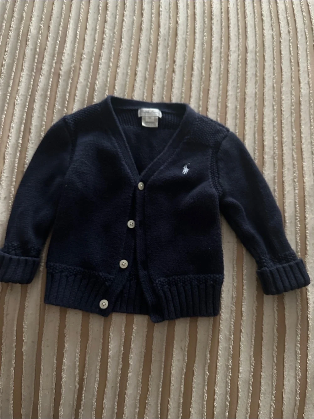 Ralph Lauren Navy Knit Baby Cardigan with Polo Pony