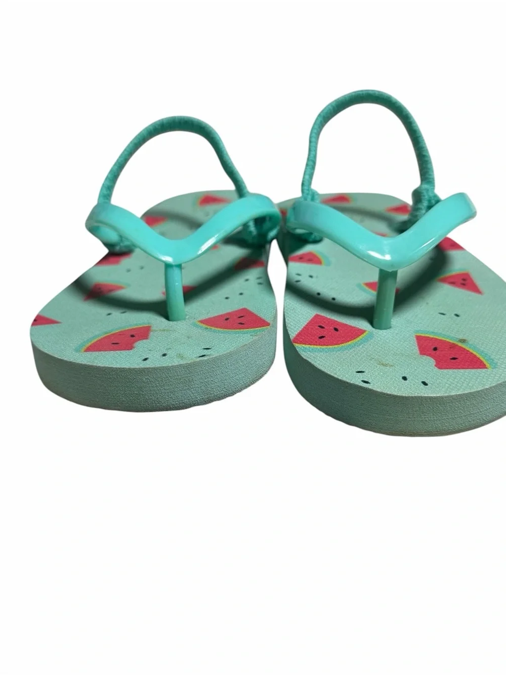 Cat & Jack Teal Watermelon Print Slingback Flip Flops Size 11/12