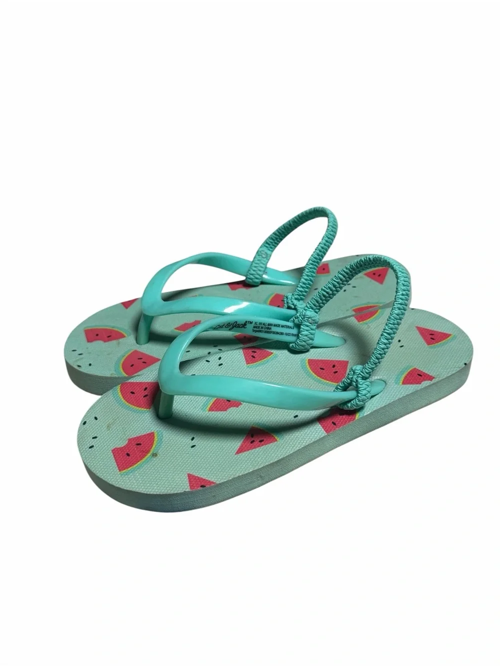 Cat & Jack Teal Watermelon Print Slingback Flip Flops Size 11/12