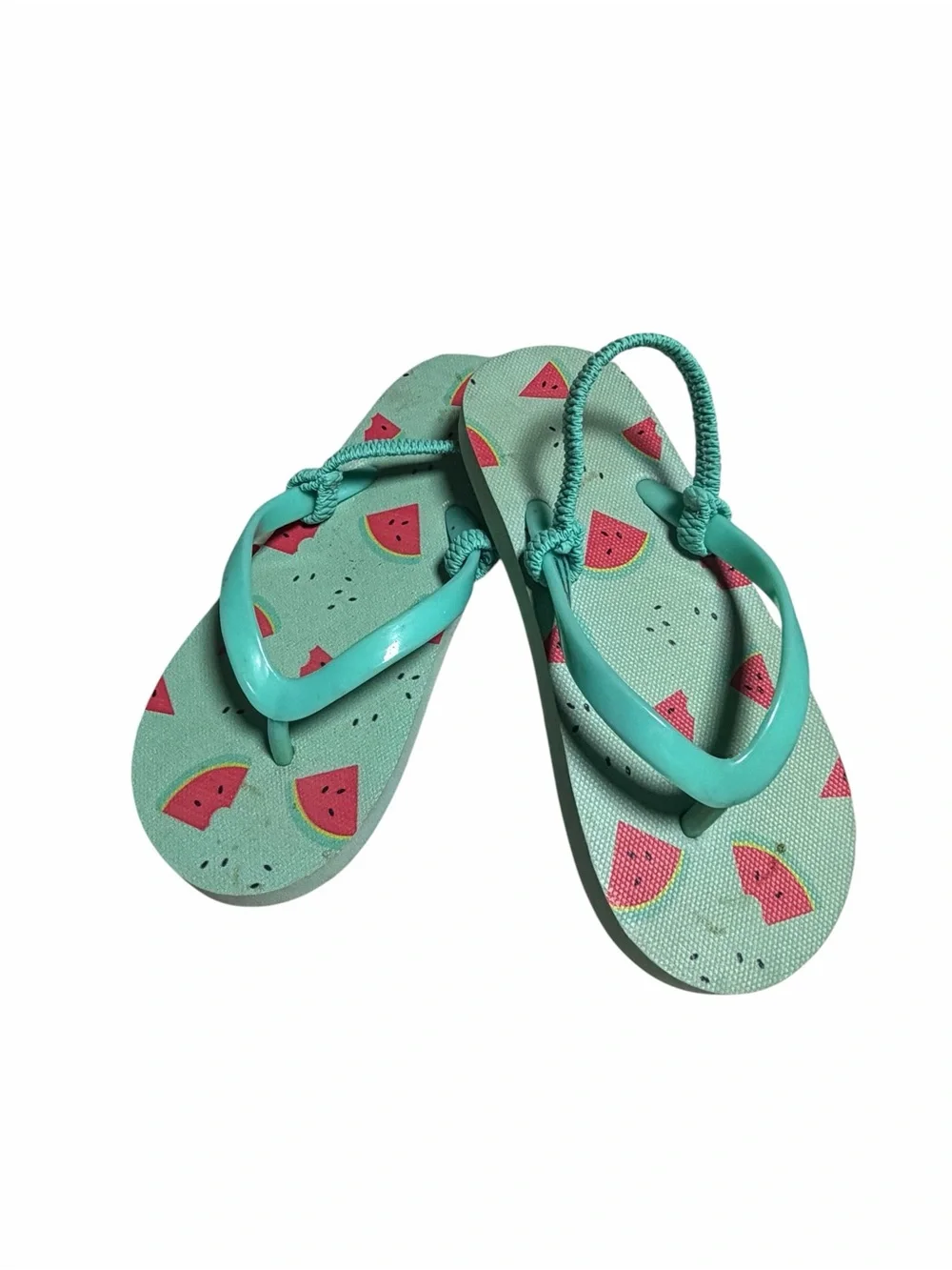 Cat & Jack Teal Watermelon Print Slingback Flip Flops Size 11/12