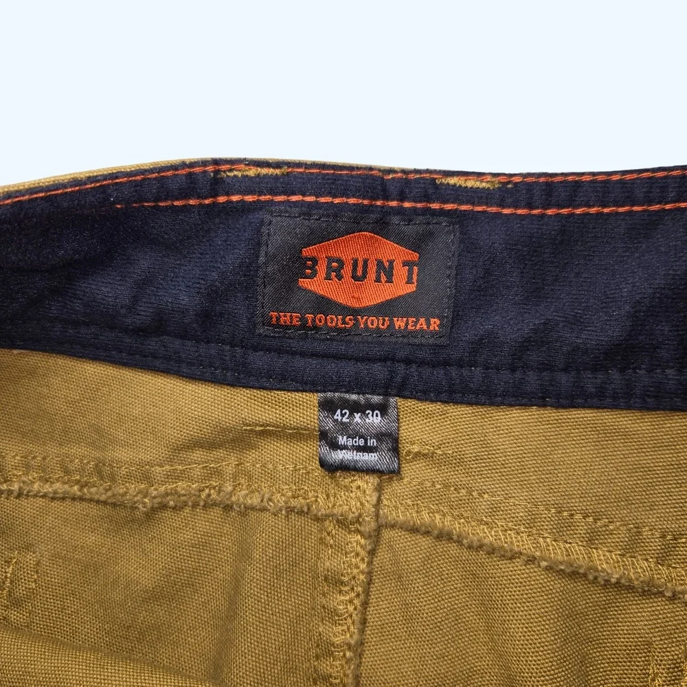 Brunt Workwear Canvas Utility Carpenter Pants Mens Khaki 42x30 (Fits 29