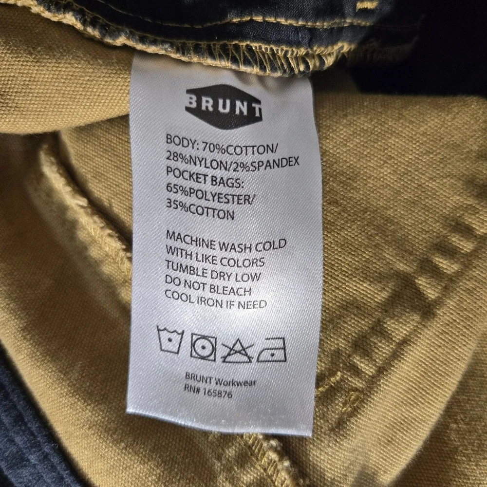 Brunt Workwear Canvas Utility Carpenter Pants Mens Khaki 42x30 (Fits 29