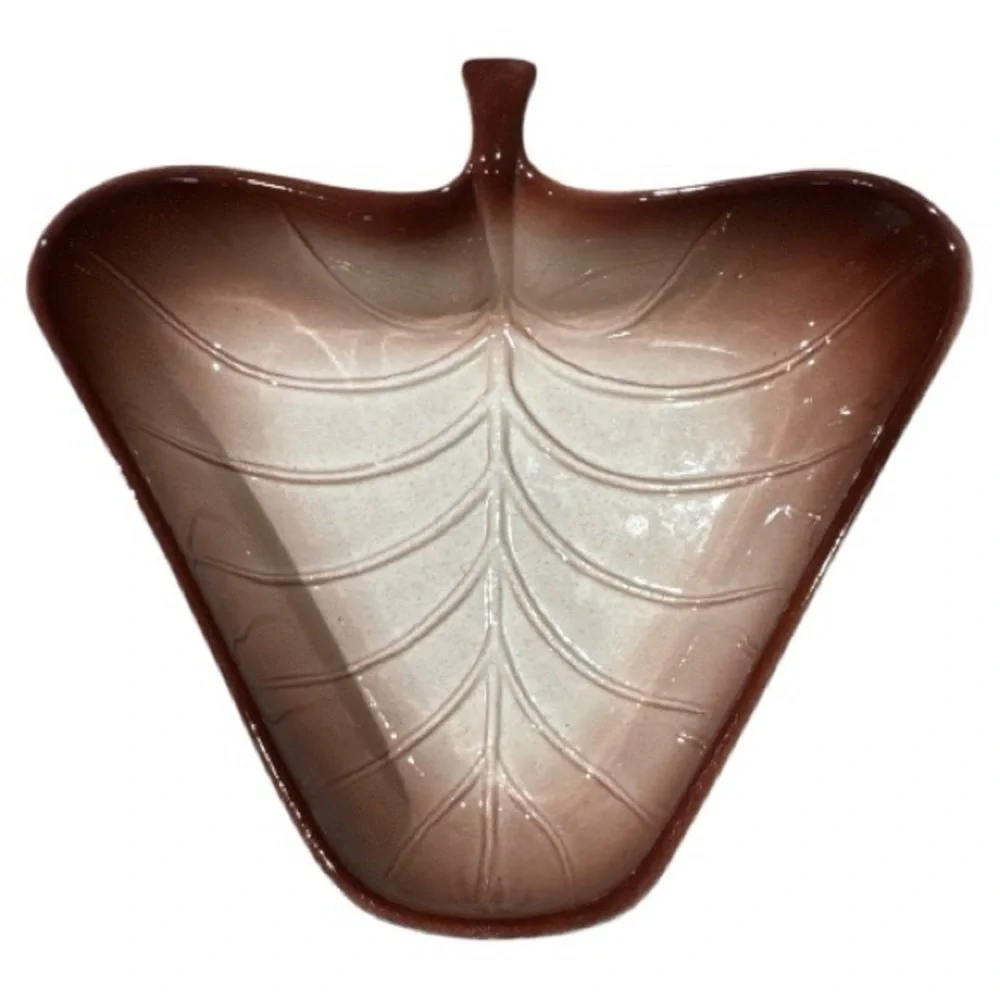 Vintage MCM Valley Vista #702 Calif USA Pottery Bowl Leaf Shaped Brown Set of 5