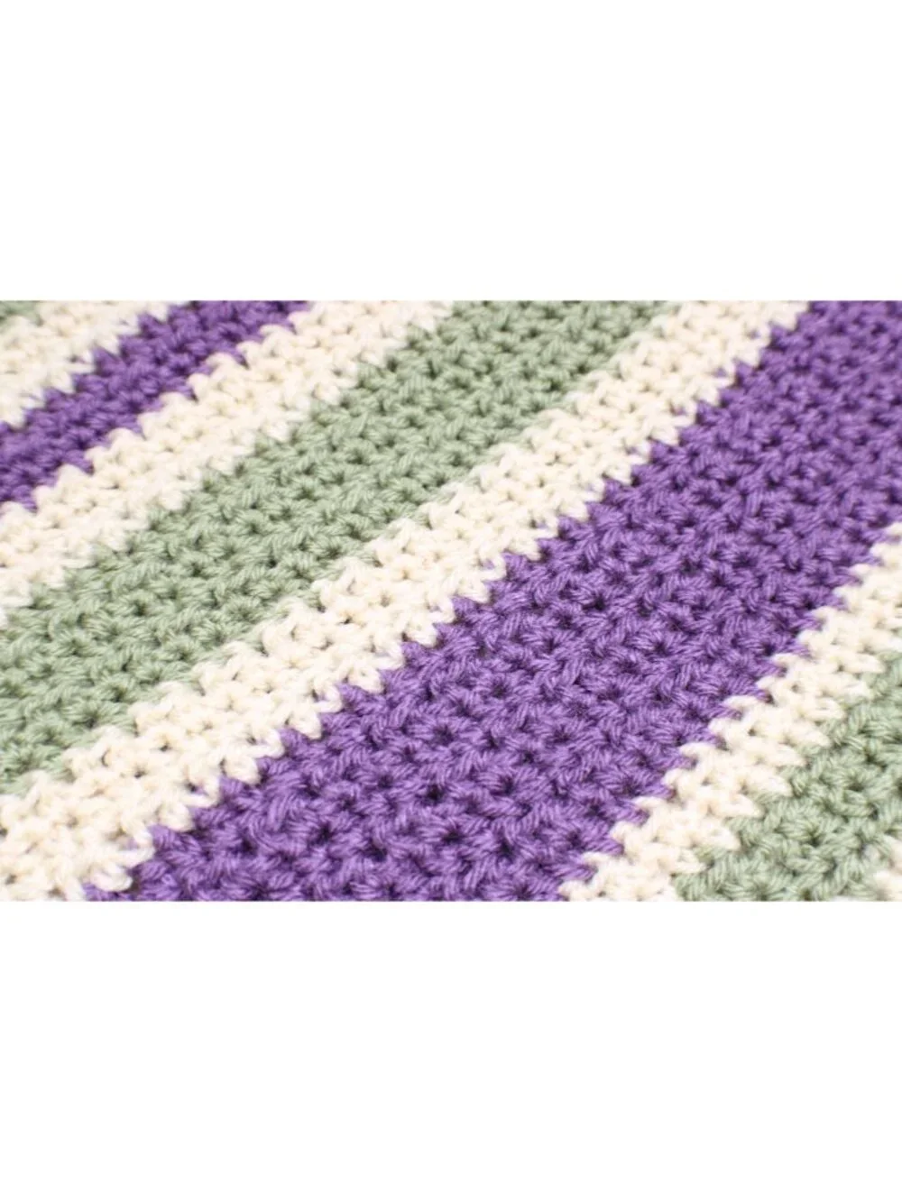 Corner to Corner Diagonal Stripe Crochet Blanket Throw Purple Green Tan 38x42