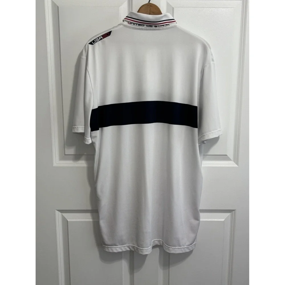RLX Ralph Lauren Team USA Ryder Cup 2020 Golf Polo Shirt White Flag Mens L 0702