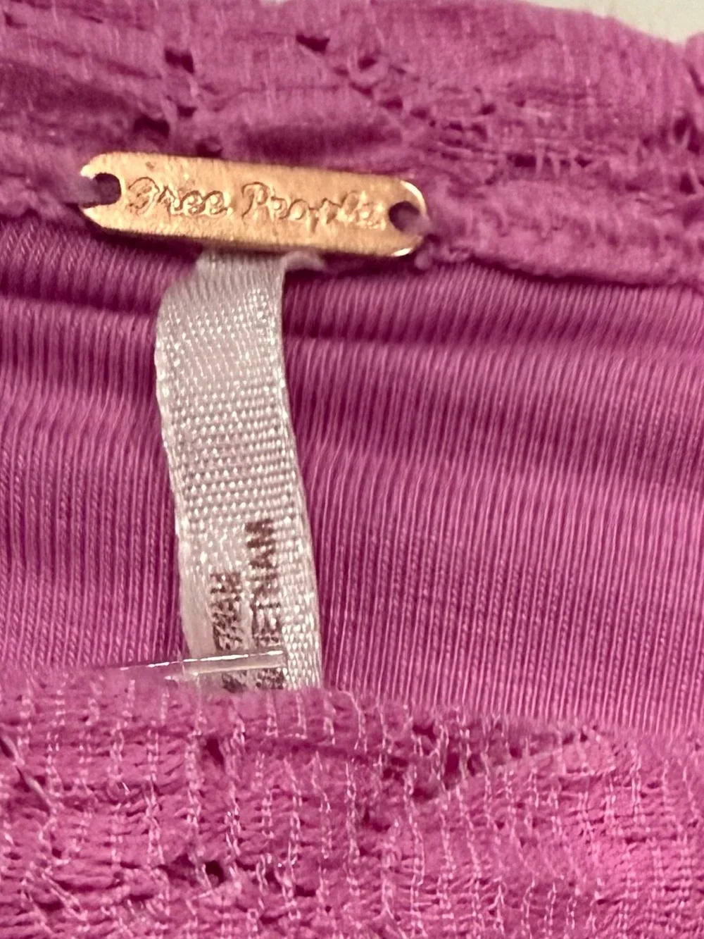 Free People Pink Textured Puff-Sleeve Top