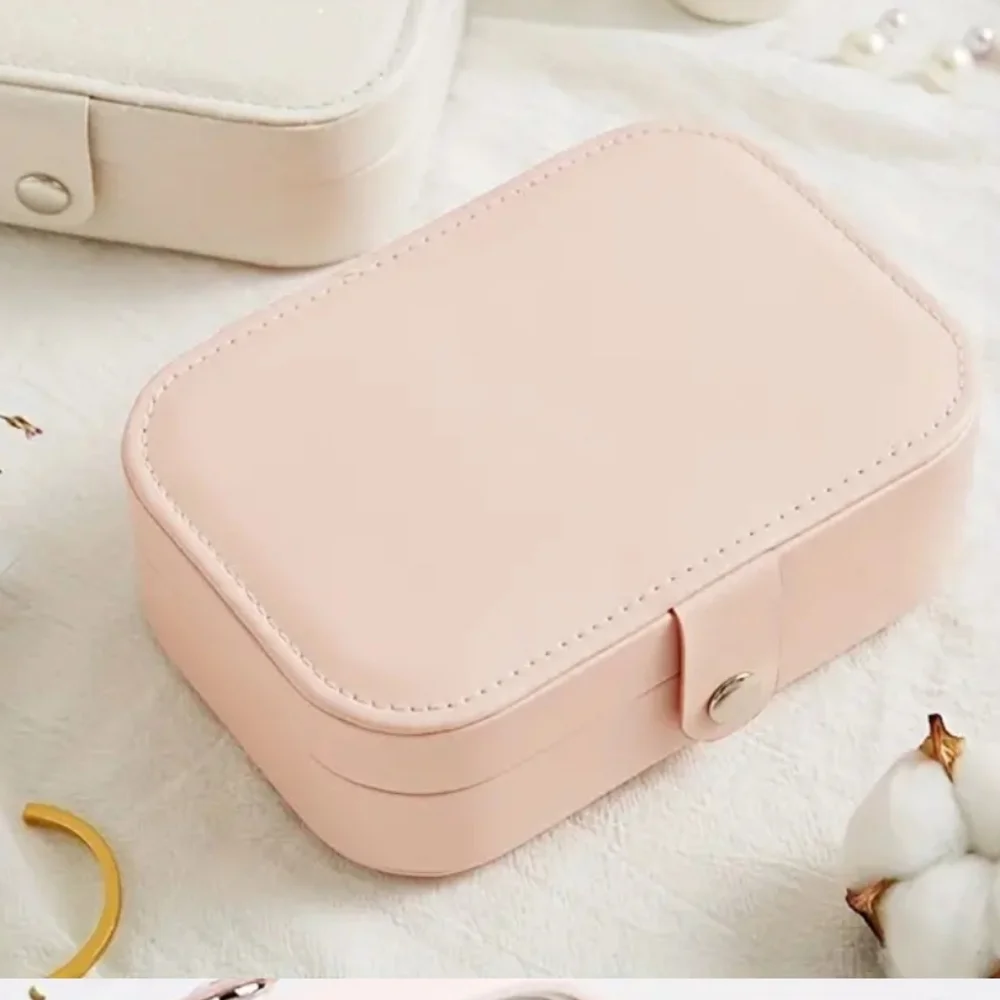 Traveling  Jewelry Box Light Pink  Faux Leather Snap Closure