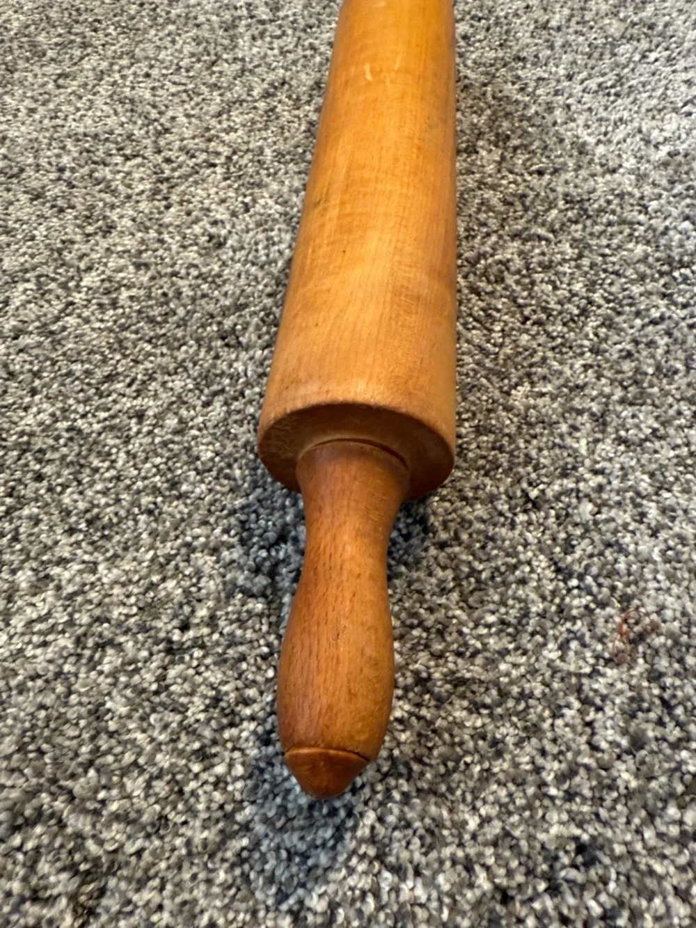 Vintage solid  wood rolling pin one handle antique old kitchen bake