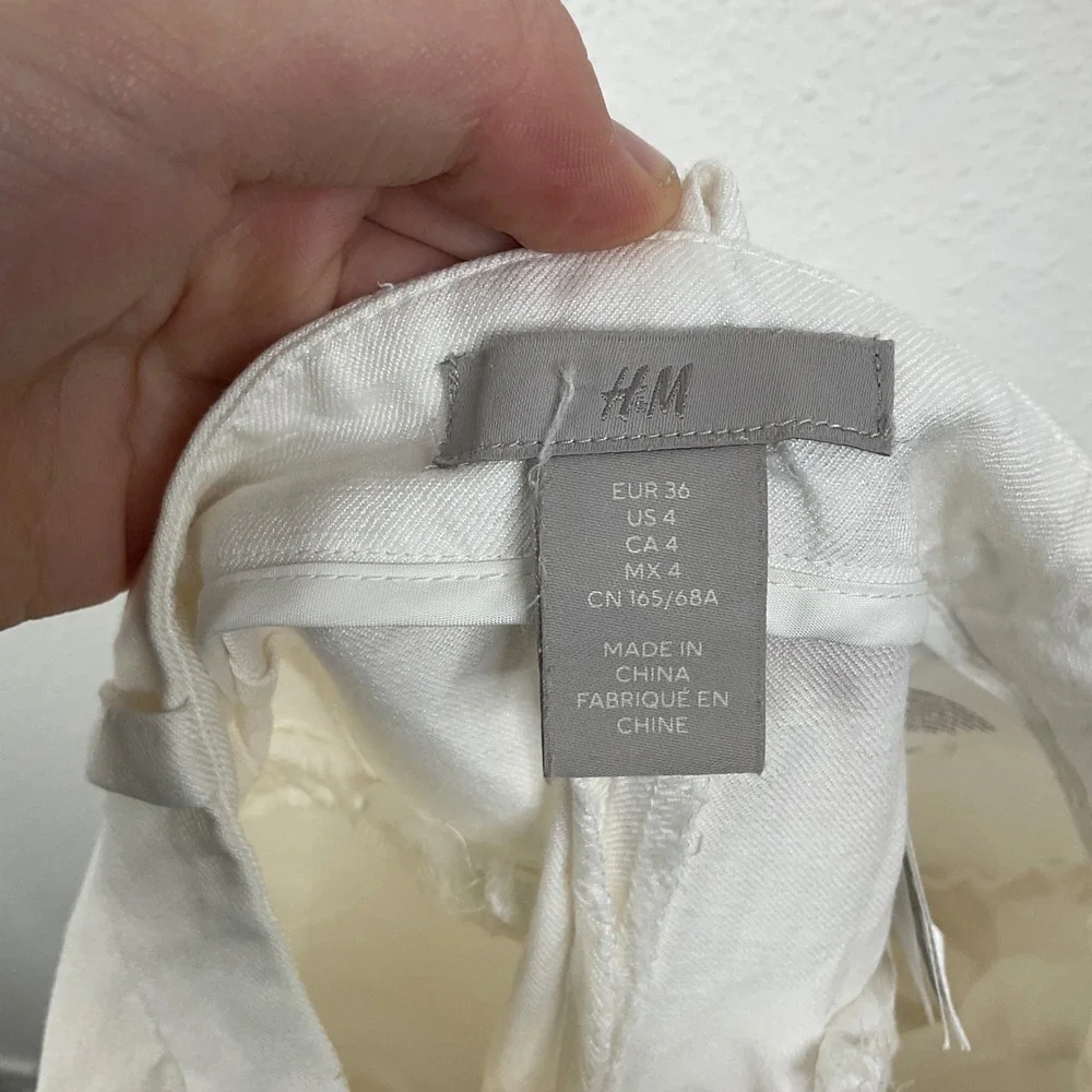 H&M White Linen Blend Pants‎ Size 4