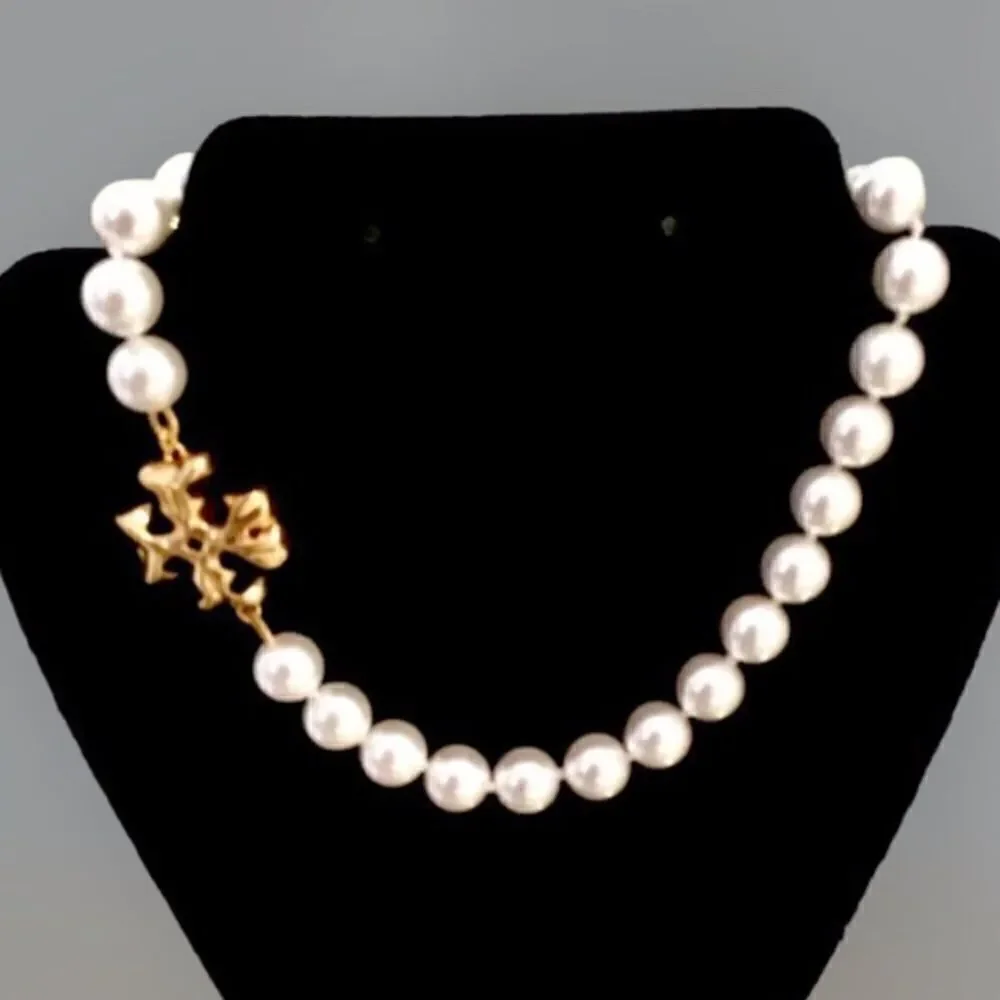 TORY BURCH ROXANNE PEARLS STATEMENT CHOKER NECKLACE