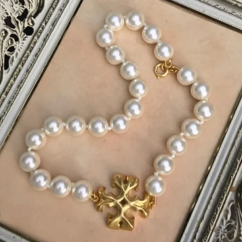 TORY BURCH ROXANNE PEARLS STATEMENT CHOKER NECKLACE