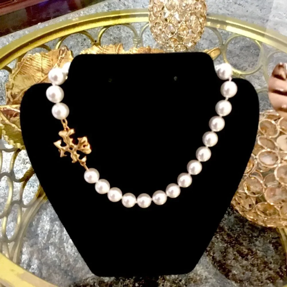 TORY BURCH ROXANNE PEARLS STATEMENT CHOKER NECKLACE