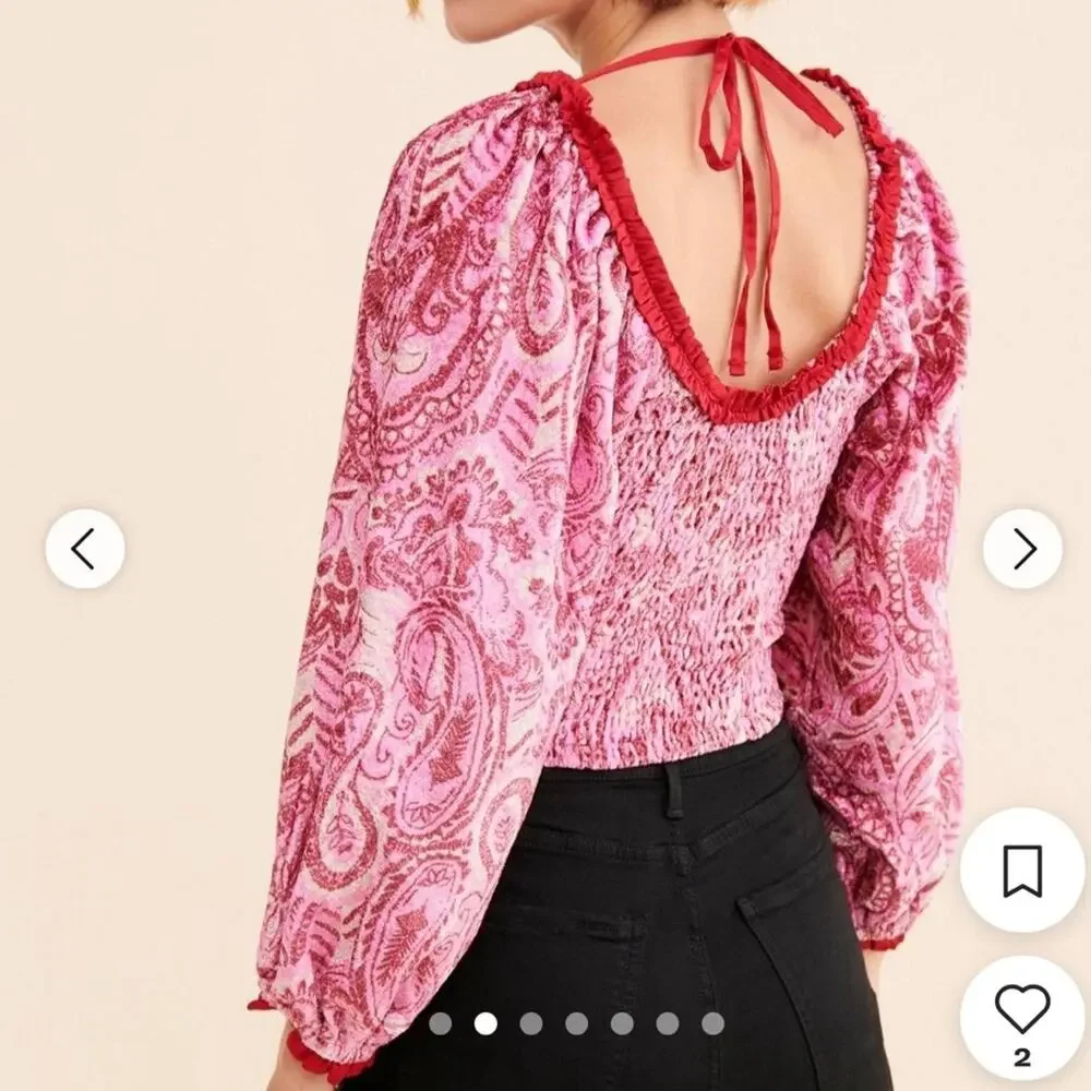 NWT Free  People Dare Me Velvet Blouse Women’s Large