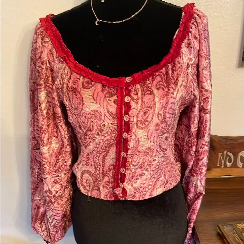 NWT Free  People Dare Me Velvet Blouse Women’s Large