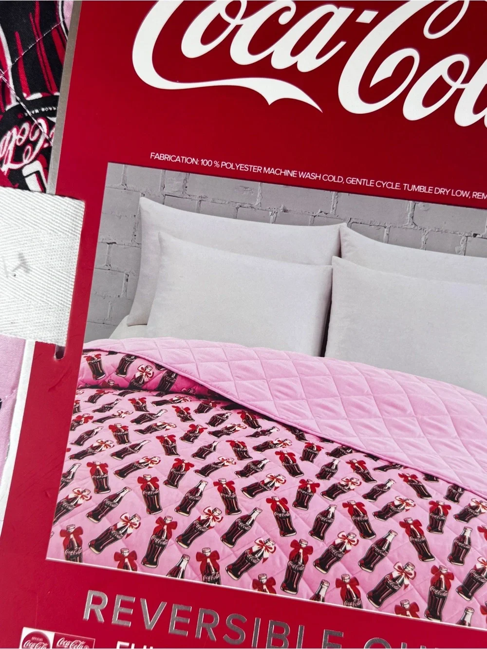 NEW Coca-Cola Pink Queen/Full Reversible Quilt