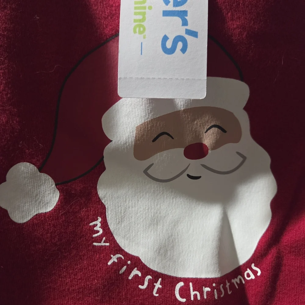 NWT Carter's Red and White Baby Bib First Christmas And Newborn Matching Onesie