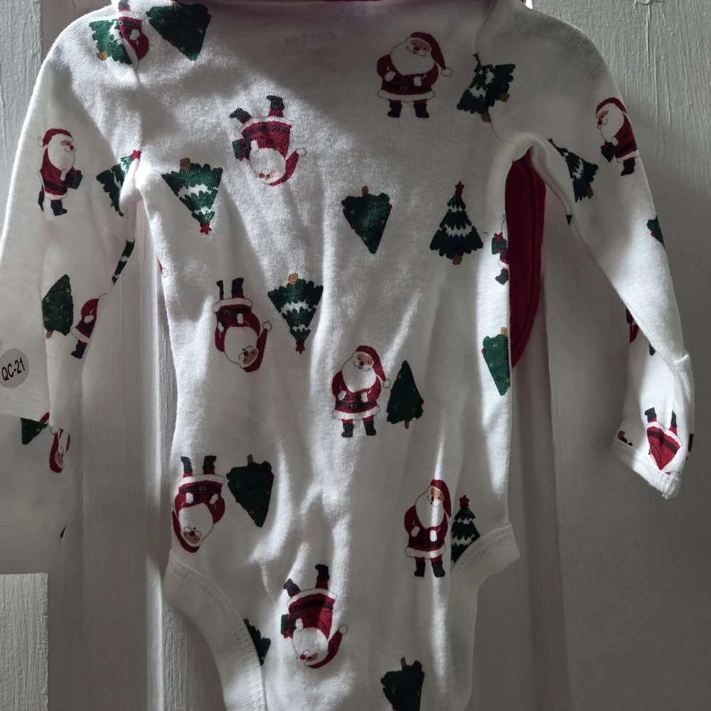 NWT Carter's Red and White Baby Bib First Christmas And Newborn Matching Onesie