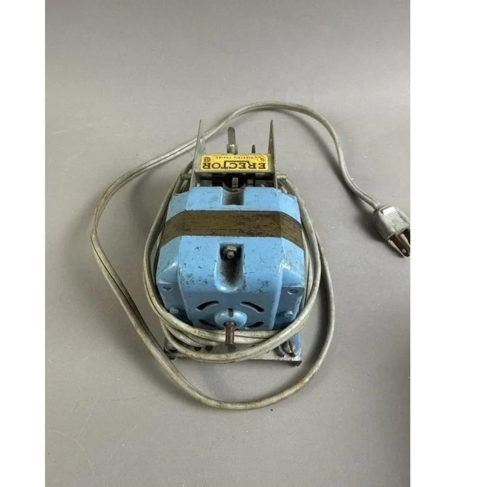 Vintage Gilbert Erector Electric Engine AC Motor Blue Metal Gear Toy Part USA