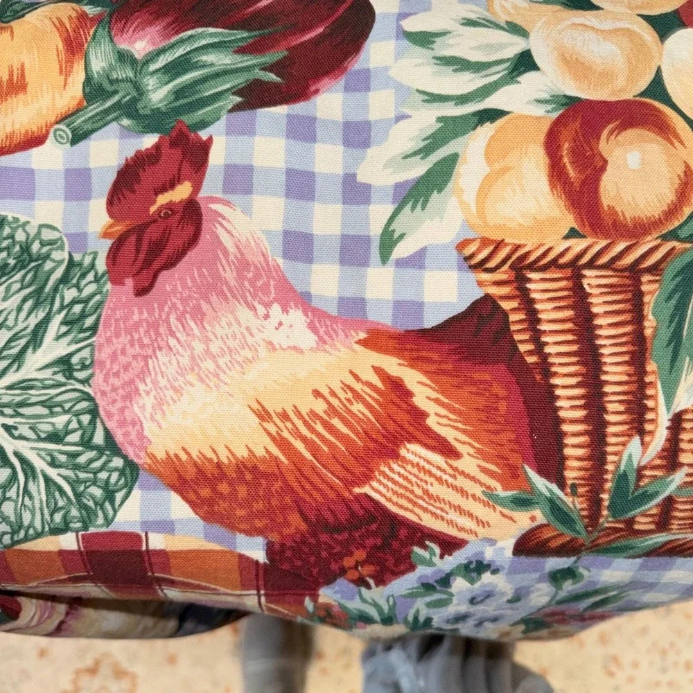 Vtg Rooster Farmhouse Tablecloth cotton Set‎ 50x64 Country Cottagecore set of 2