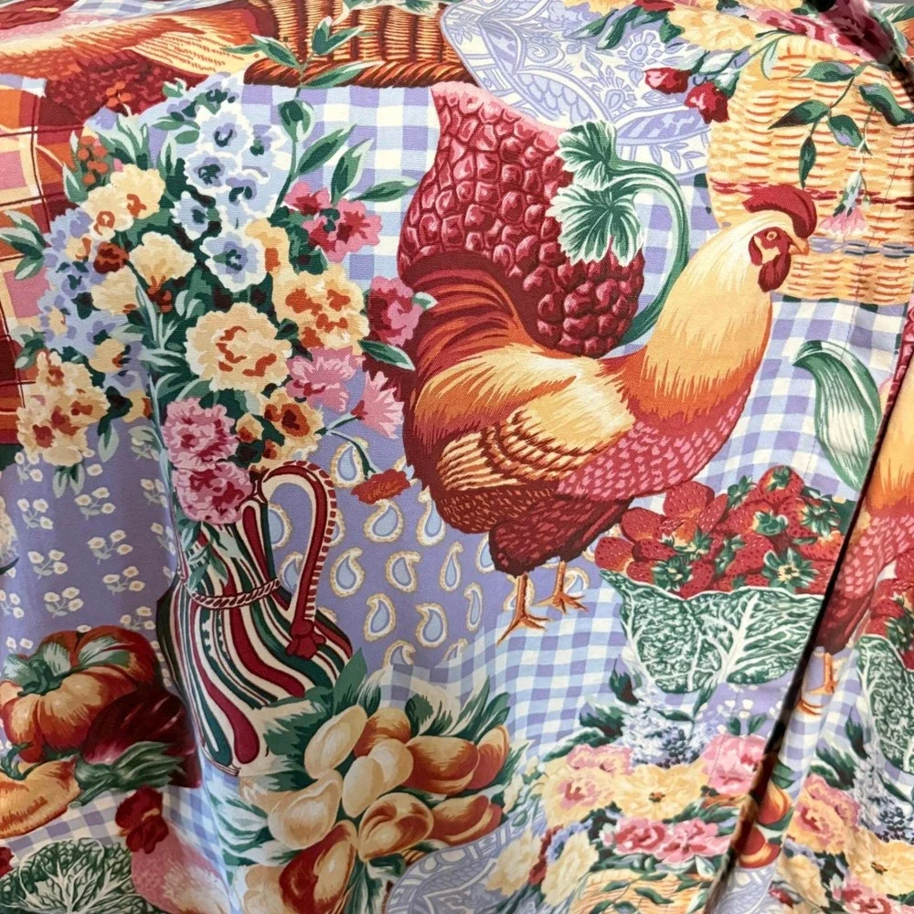 Vtg Rooster Farmhouse Tablecloth cotton Set‎ 50x64 Country Cottagecore set of 2