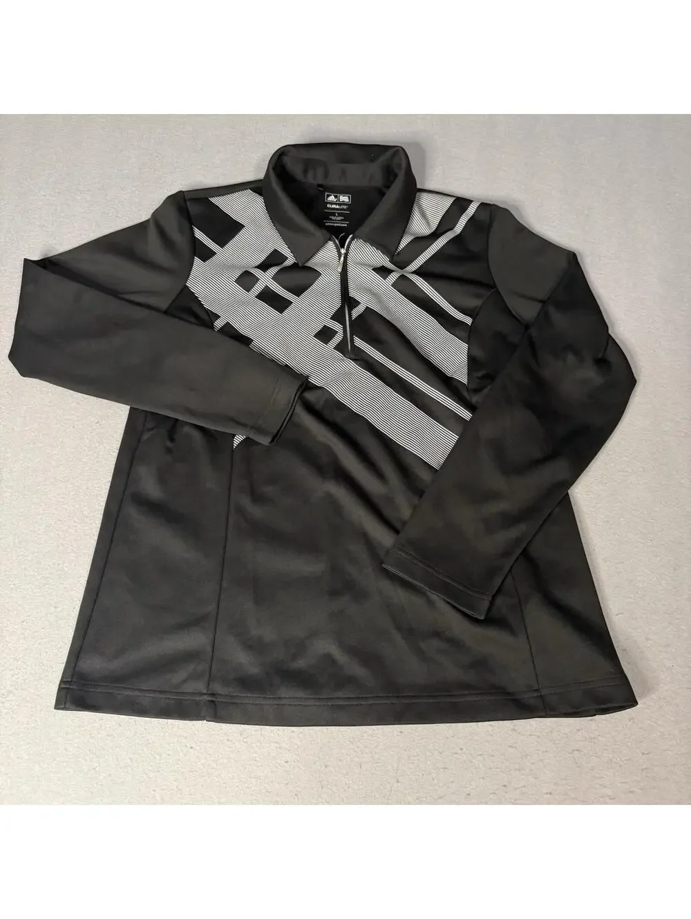 Adidas Climalite Golf Quarter Zip Pullover Men’s L Black Long Sleeve Performance
