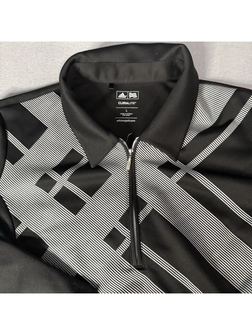 Adidas Climalite Golf Quarter Zip Pullover Men’s L Black Long Sleeve Performance